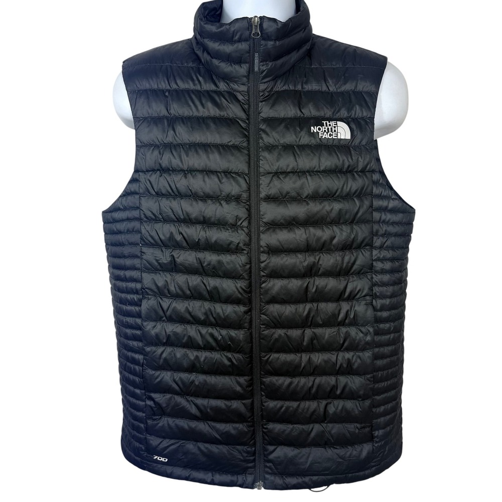 The North Face 700 Fill Down Puffer Vest Mens Medium Black Full Zip Quilted